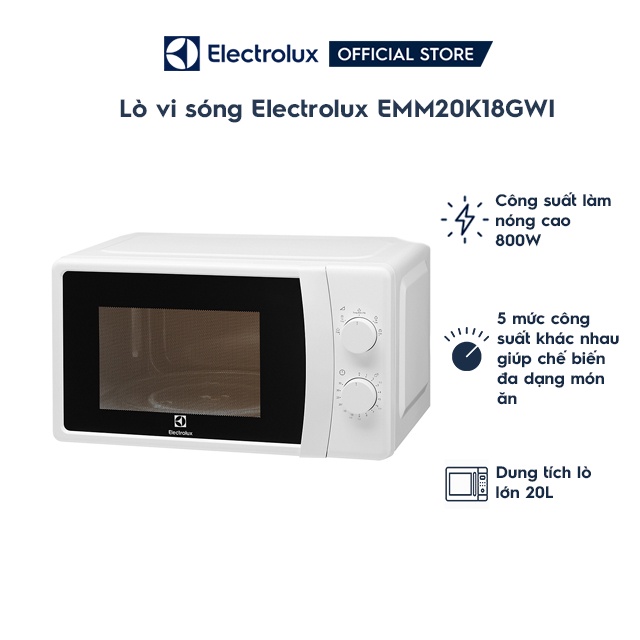 [Mã ELHADEV giảm 4% đơn 300K] Lò vi sóng Electrolux EMM20K18GWI