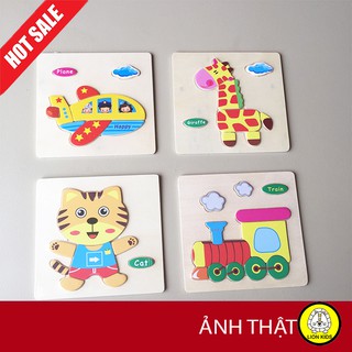 Bộ 10 Tranh Ghép Gỗ Nổi 3D Nhiều Hình Ngộ Nghĩnh An Toàn Cho Bé