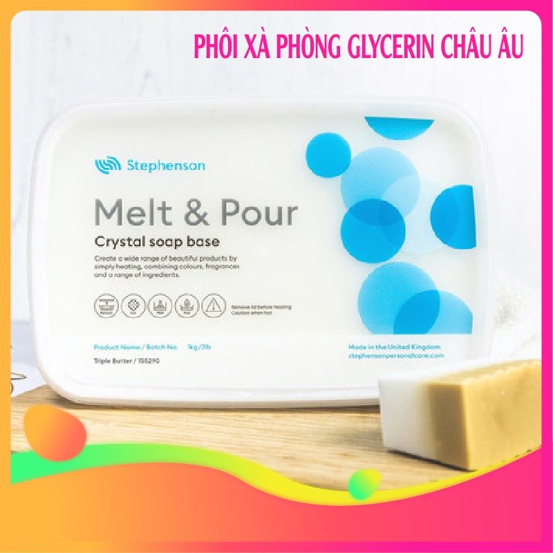 Combo 8 loại phôi xà phòng châu Âu - 0.5kg mỗi loại- tặng kèm 8 túi lưới tạo bọt