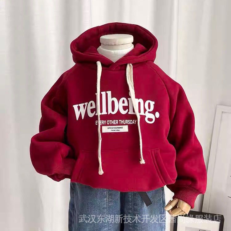 Áo Hoodie Dài Tay Lót Lông Cừu Giữ Ấm In Họa Tiết Thời Trang Thu Đông Cho Bé Trai Và Gái