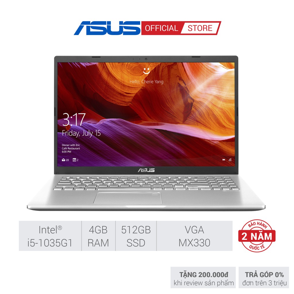 Laptop ASUS X509J i5-1035G1 | 4GD4 | 512GB| 15.6FHD| BT5 | 2C32WHr | BẠC | WIN10