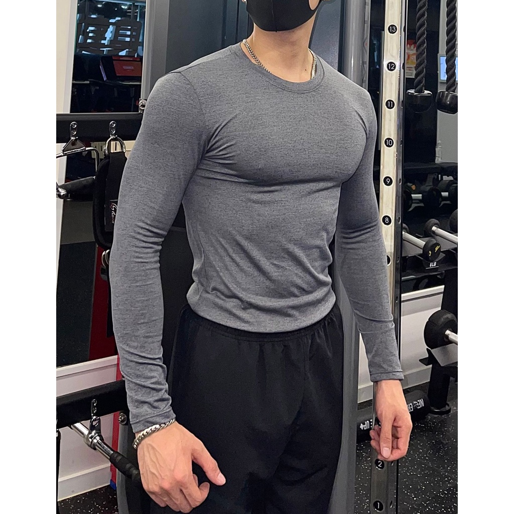 Áo GYM giữ nhiệt nam bó cơ bắp, thun mịn dày dặn co dãn 4 chiều thoải mái hoạt động tập luyệnPhong Cách AMBITION