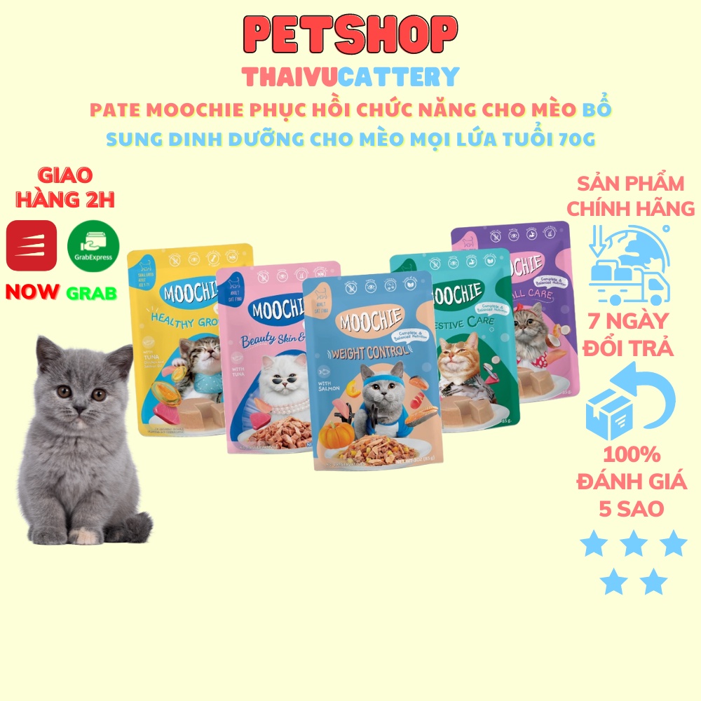 Pate moochie phục hồi chức năng cho mèo bổ sung dinh dưỡng cho mèo mọi lứa tuổi 70g- Thaivucattery