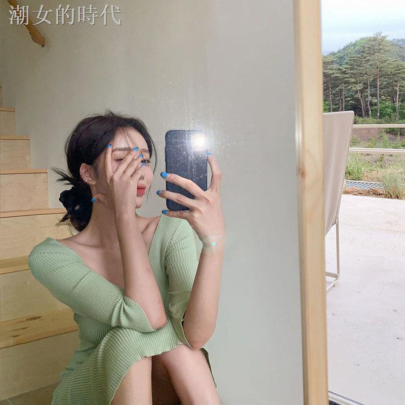 Đầm Dệt Kim Cổ Chữ V Khoét Sâu Quyến Rũ Thời Trang Phong Cách Hàn Quốc 2020 | BigBuy360 - bigbuy360.vn