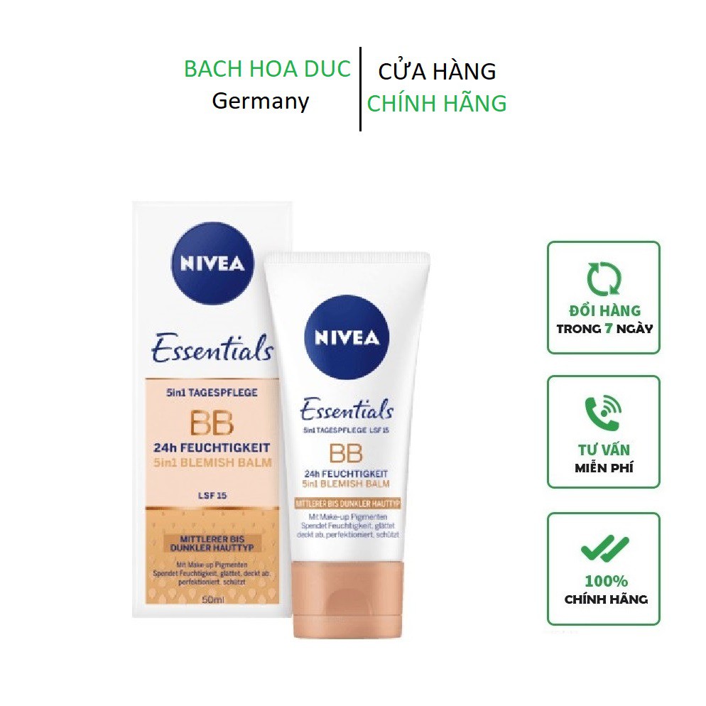 Kem nền nivea bb-cream 5in1 blemish balm, hàng đức