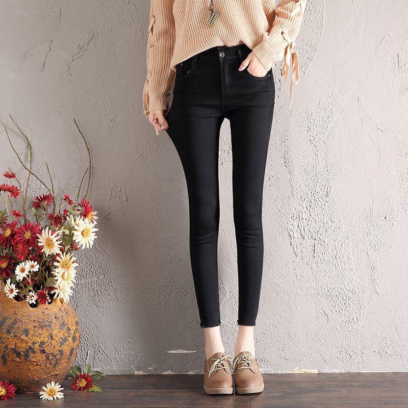 Quần jeans dài lưng cao co dãn thời trang cho nữ | BigBuy360 - bigbuy360.vn