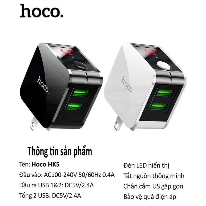 Cốc Sạc Nhanh Tự Ngắt Hoco HK5 hàng chính hãng