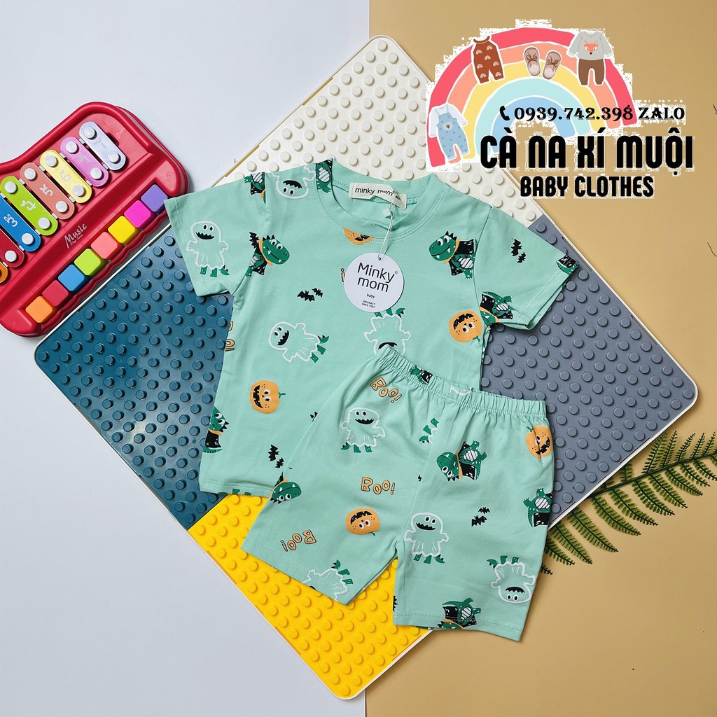 Bộ ngắn tay #Minky-mom vải cotton Họa Tiết Dể Thương cho Bé