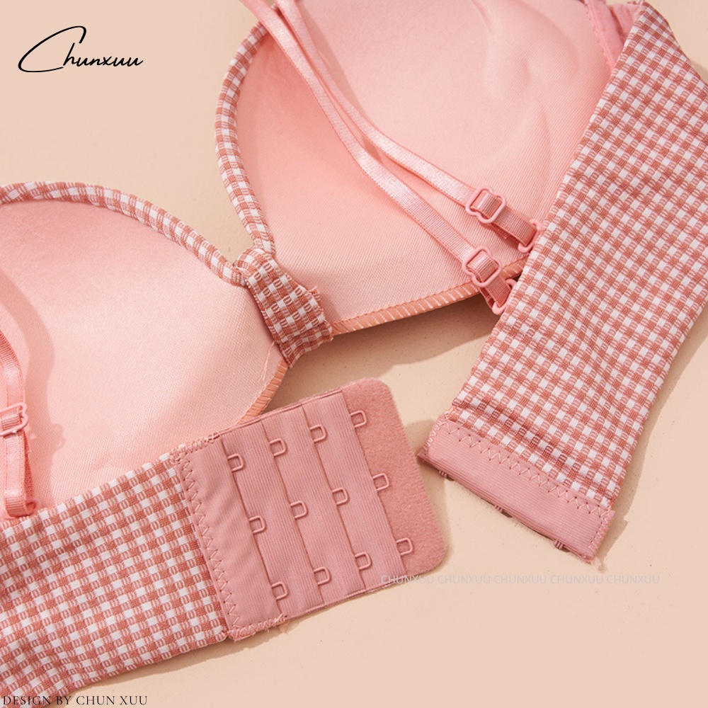 Áo lót nữ thiết kế kẻ caro trẻ trung đệm vừa không gọng nâng ngực gợi cảm có lỗ thông hơi ChunXuu- AV44