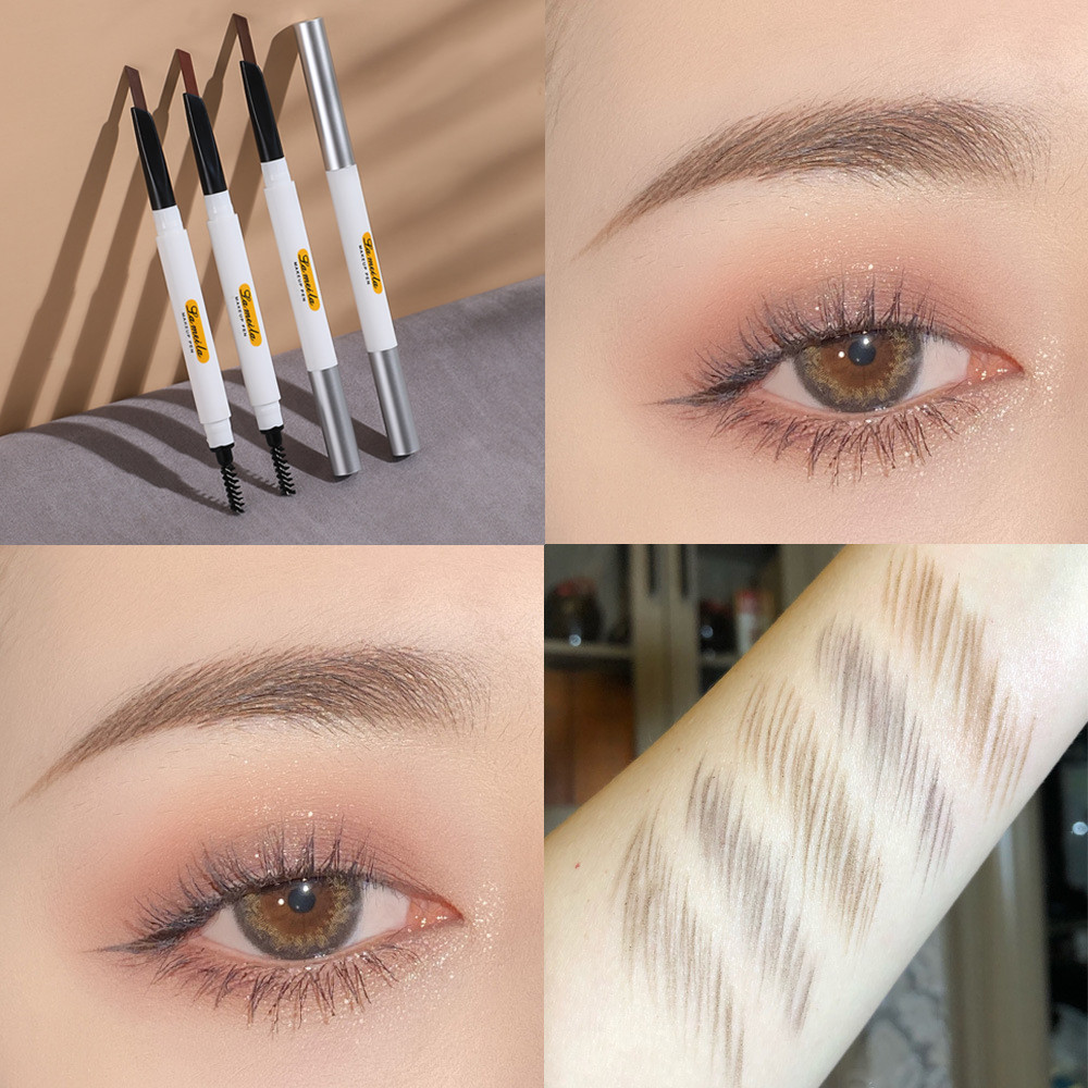 Professional 2 in 1 Double Ended Eyebrow Pencil Natural Long Lasting Not Blooming Waterproof Eyebrow Pencil