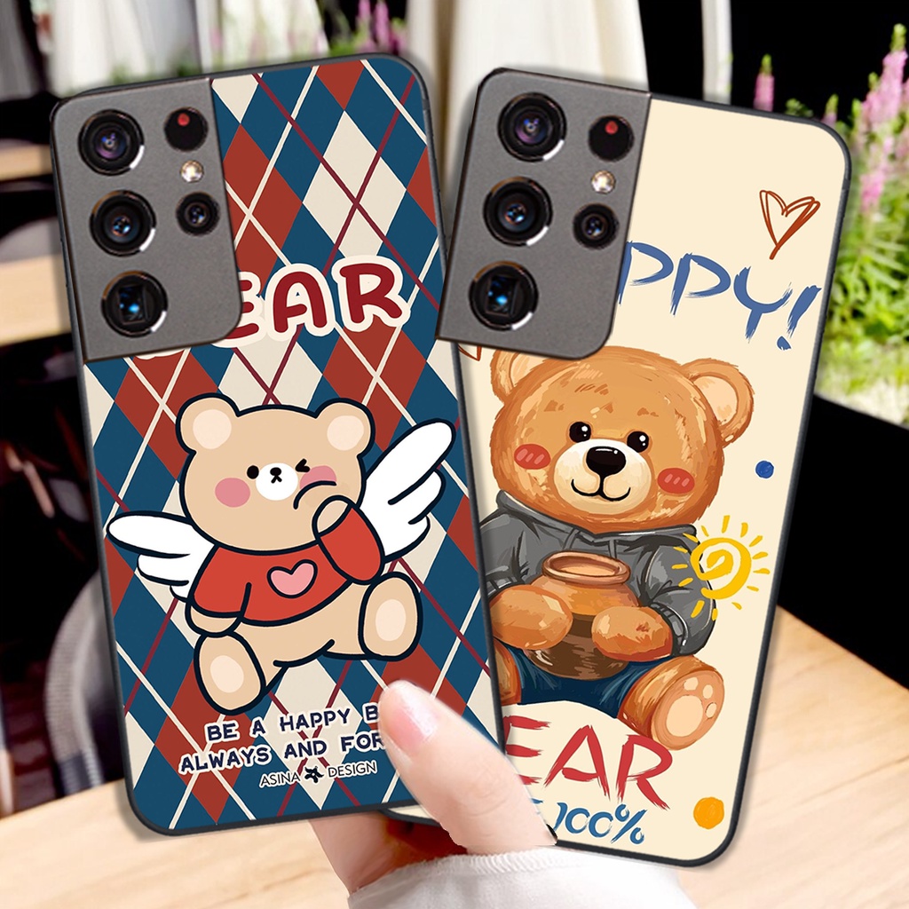Ốp lưng Samsung S21 / S21 FE / S21 Plus / S21+ / S21 Ultra in hình cute, chú gấu thể thao tinh nghịch cực đáng yêu