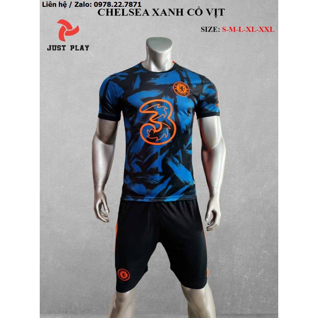 ◊✌✸Bộ Quần Áo Bóng Đá Chelsea Sân Khách Màu Đen 2021-2022