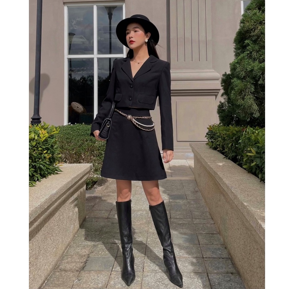 Set áo vest little black suit và chân váy chữ A HUONG BOUTIQUE HBVEST120