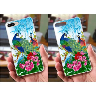 Ốp lưng iPhone 7 Plus / 8 Plus (dẻo viền trắng trong) - Hình Chim Công, Cá Chép, Cò