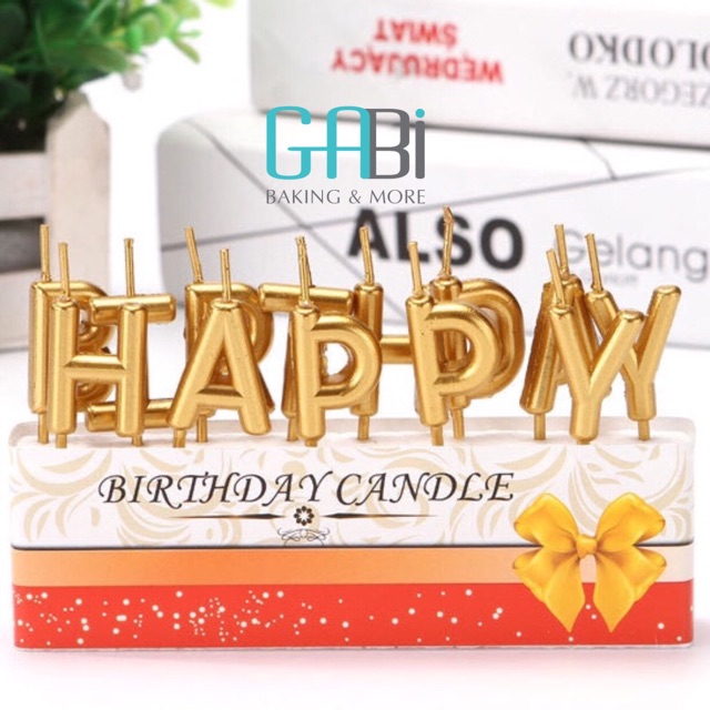 Set nến chữ Happy Birthday vàng/bạc