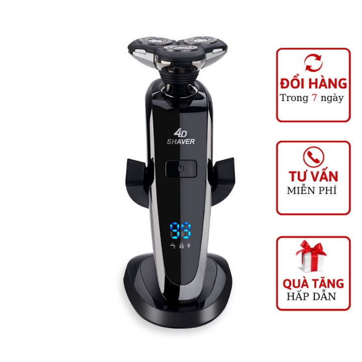 Máy Cạo Râu Cao Cấp 4d Shaver , Máy Cạo Râu Đa Năng Cầm Tay 3 Lưỡi Kép,Dao Cạo Êm,Chống Nước,Sạc Pin Nhanh