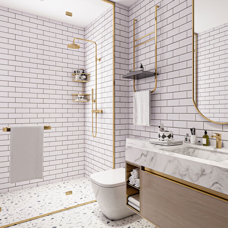 Giấy Dán Tường Dày Dặn Chống Thấm Nước/Dầu/Nổ Cho Phòng Tắm/Nhà Bếp