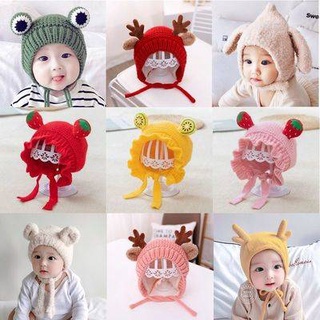 Mũ len bé trai thu đông 3-6-12 tháng nữ mũ len bé gái mùa đông mũ tai bèo siêu dễ thương mũ tai bèo nam
