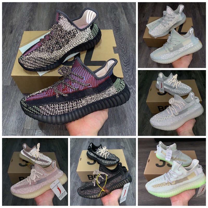 [Tặng Box kéo+bill] Giày thể thao yz 350 cao cấp gót phản quang nam nữ 36-43. .