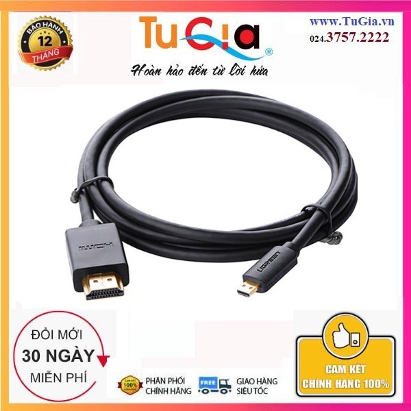 Cáp Chuyển Đổi Ugreen MicroHDMI Sang HDMI V1.4 30102 1.5m - Hàng Chính Hãng