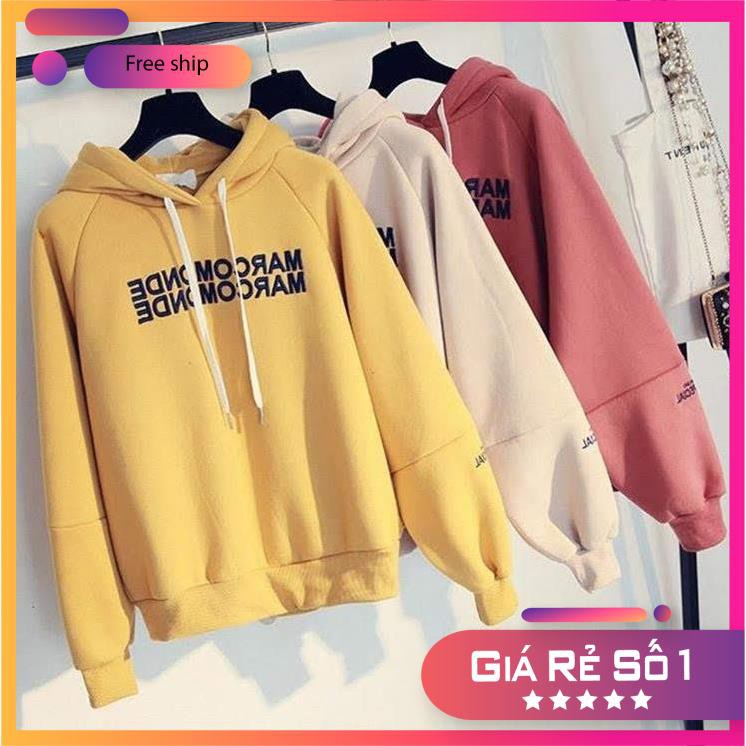 Áo khoác nỉ chui hoddie nam nữ in chữ nổi Mảcomonde- ảnh thật