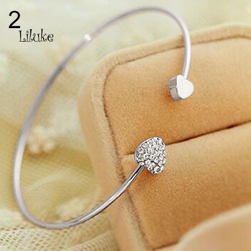 Vòng Tay Hợp Kim Mạ Vàng/Bạc Trang Trí Trái Tim Đính Đá Xinh Xắn Cho Nữ | BigBuy360 - bigbuy360.vn