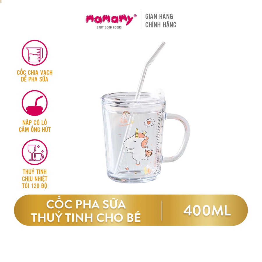 [Qùa tặng] Cốc pha sữa thủy tinh an toàn cho bé Mamamy