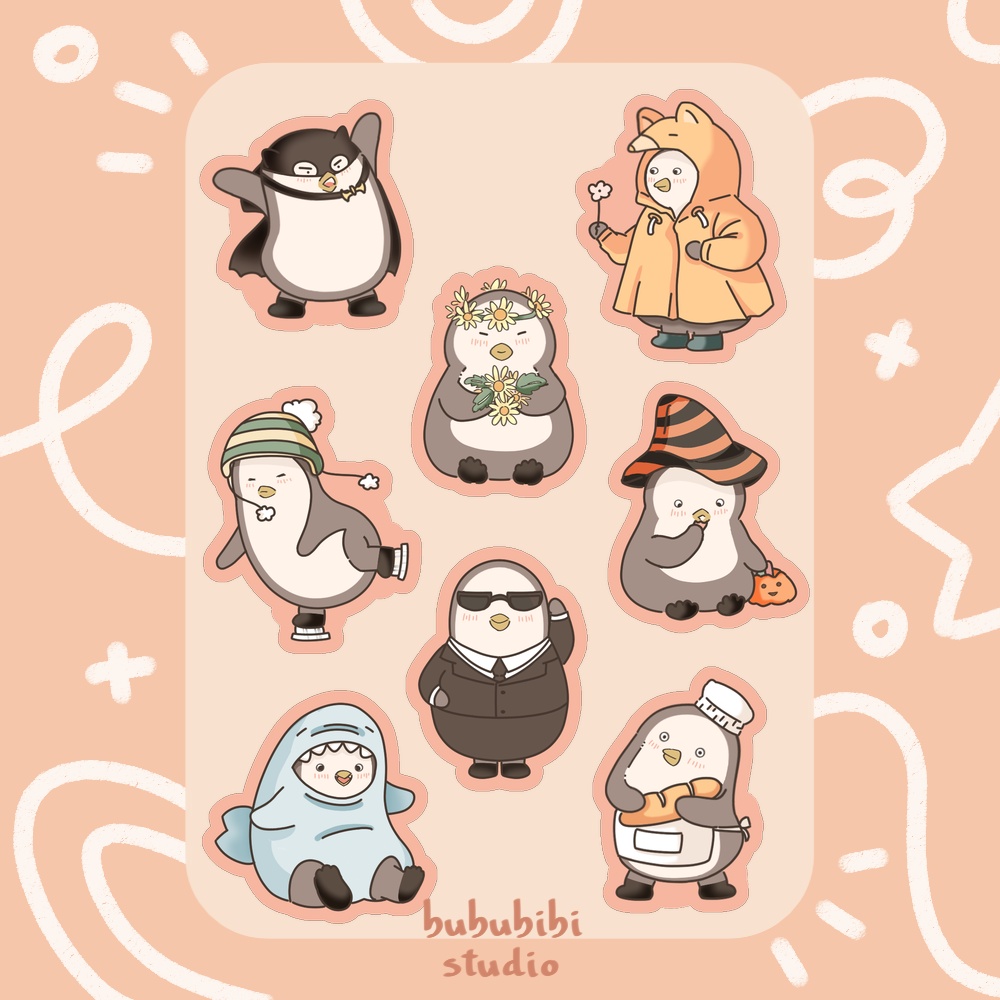 Bộ sticker chim cánh cụt siêu đáng yêu dùng trang trí
