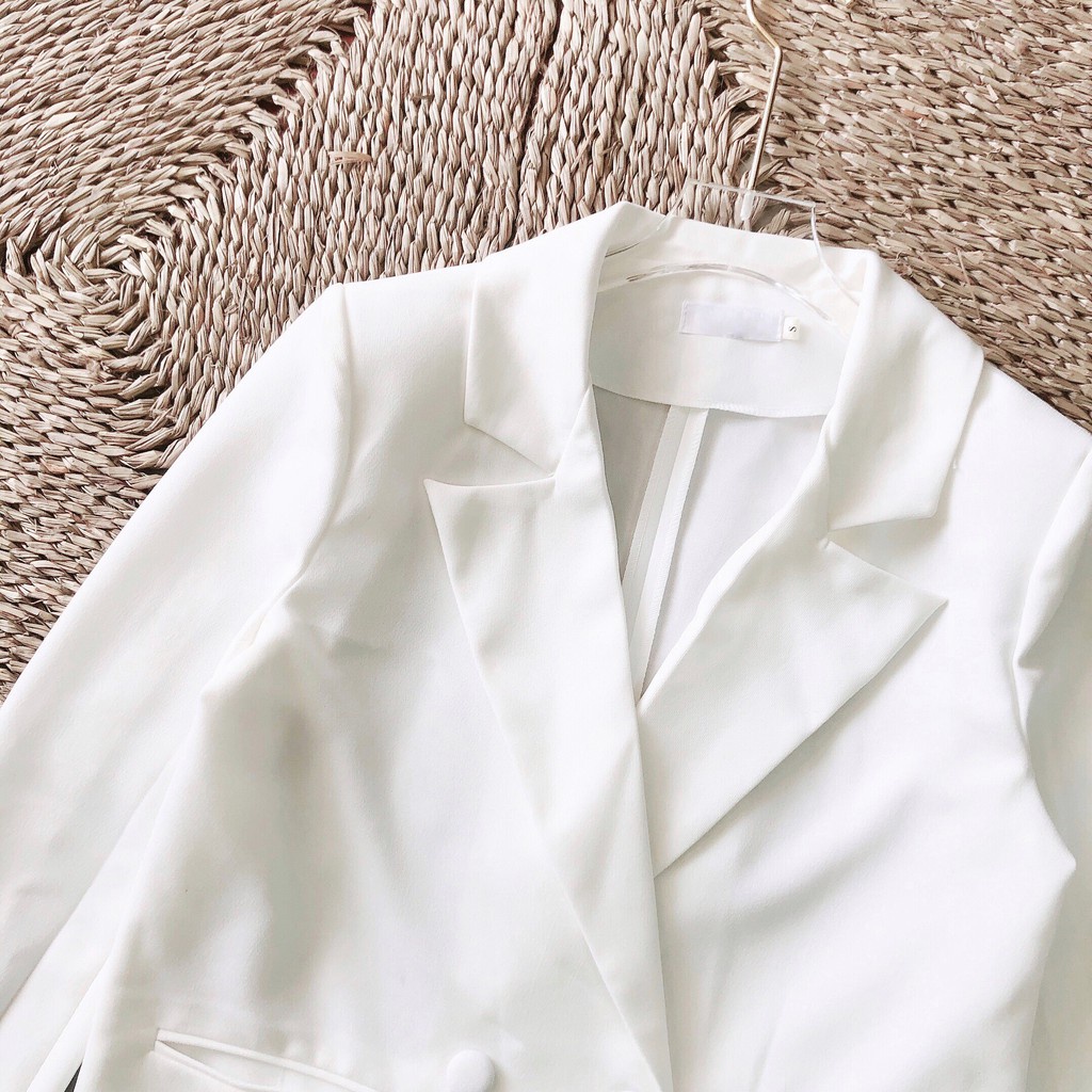 Áo blazer nữ, áo vest nữ dáng suông dài tay khuy bọc chất vải cao cấp sang chảnh