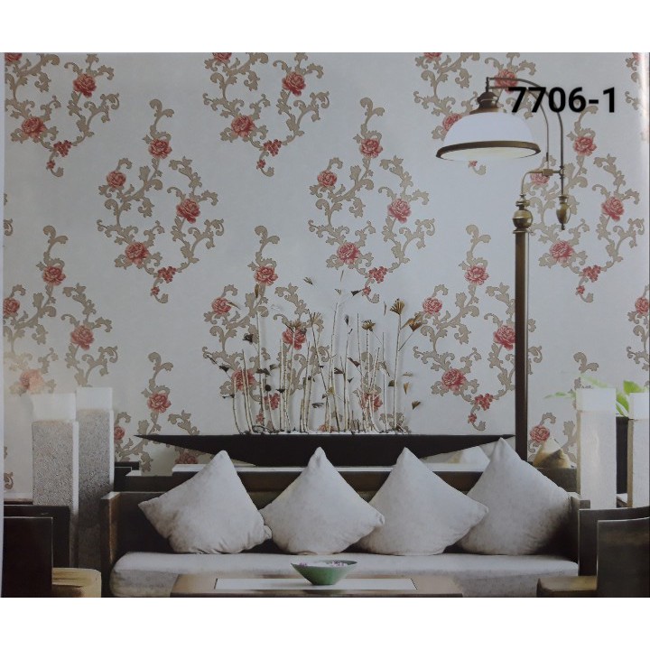 Giấy Dán Tường Hàn Quốc FLORIA Decor phòng ngủ, phòng khách siêu xinh khổ 1.06 x 15.6 m