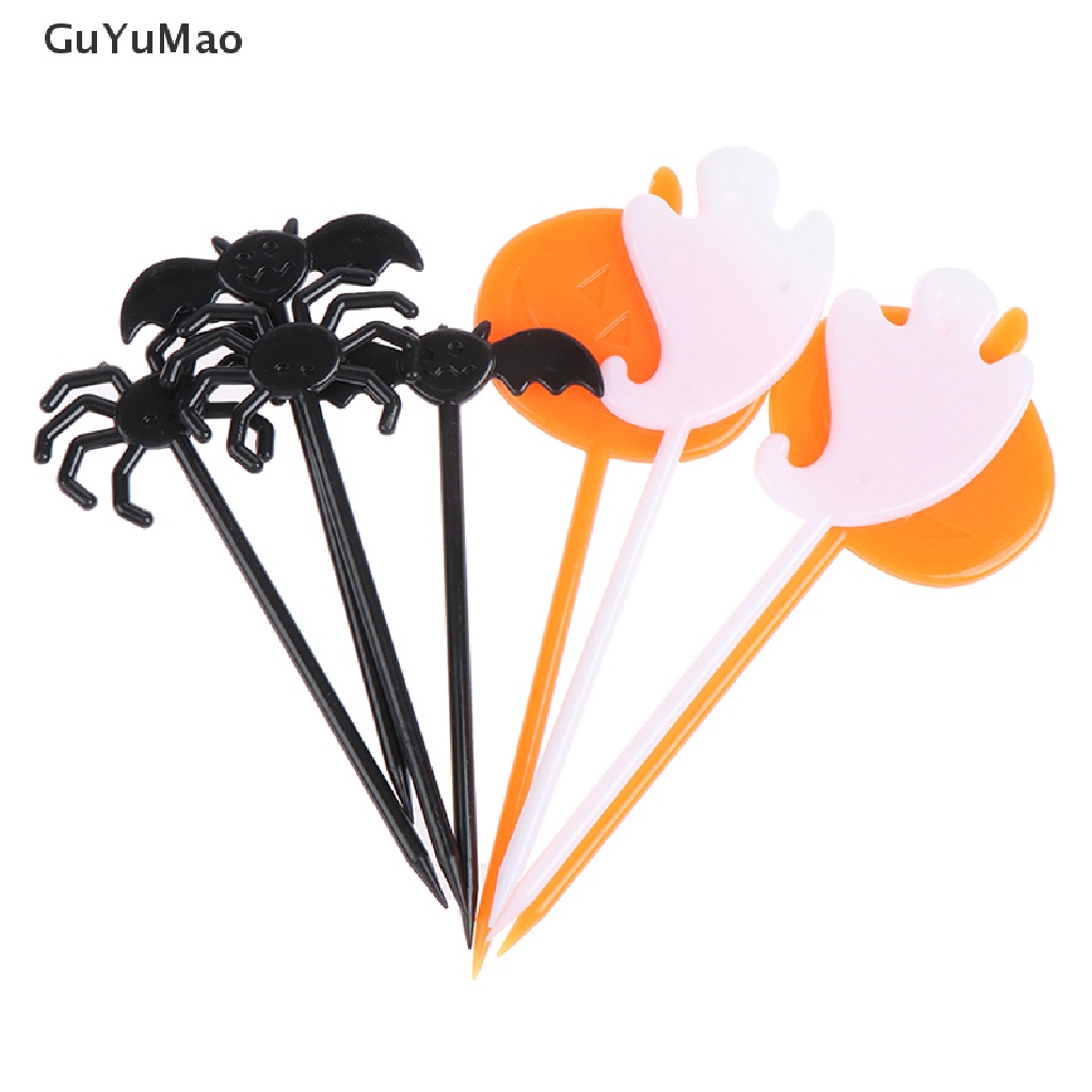 Set 8 Nĩa Ăn Trái Cây Họa Tiết Hoạt Hình Phong Cách Halloween