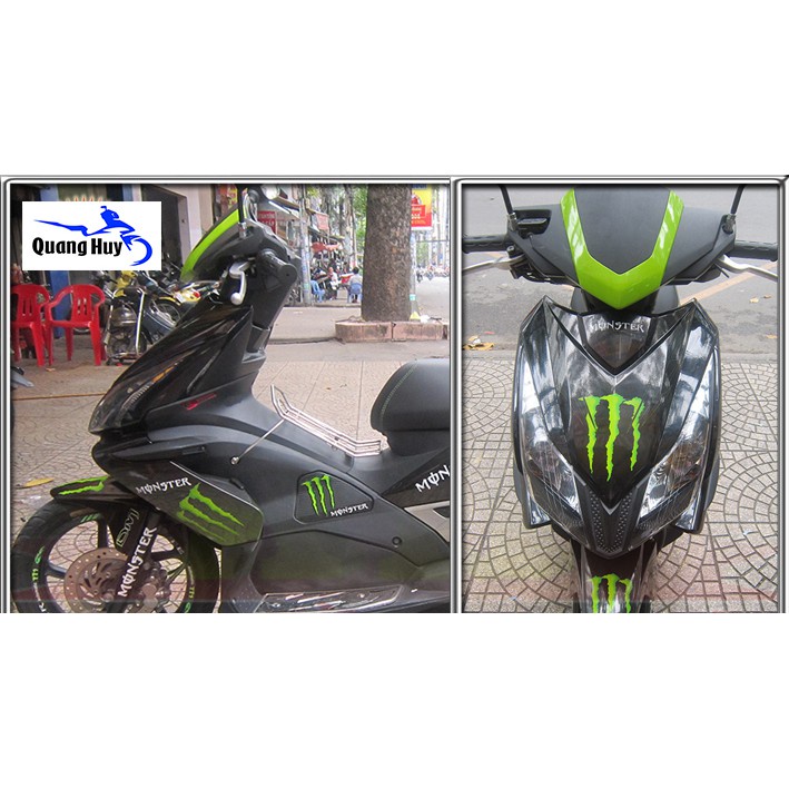Tem trùm ♦FREESHIP♦ air blade thái đen xanh lá monster, độ team trùm ab thái dán phủ dàn áo xe xanh đen rẻ đẹp