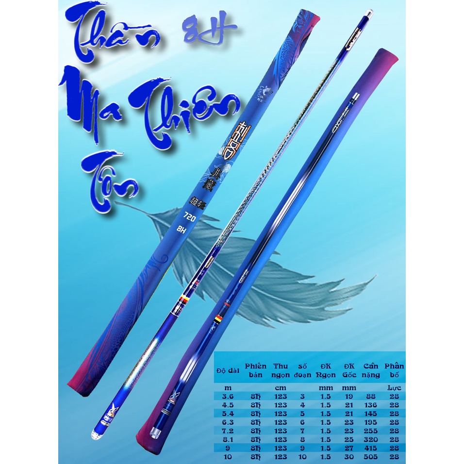 Cần câu tay Thần Ma Thiên Tôn 8H& 6H siêu bạo lực tặng kèm nhẫn và ngọn zin
