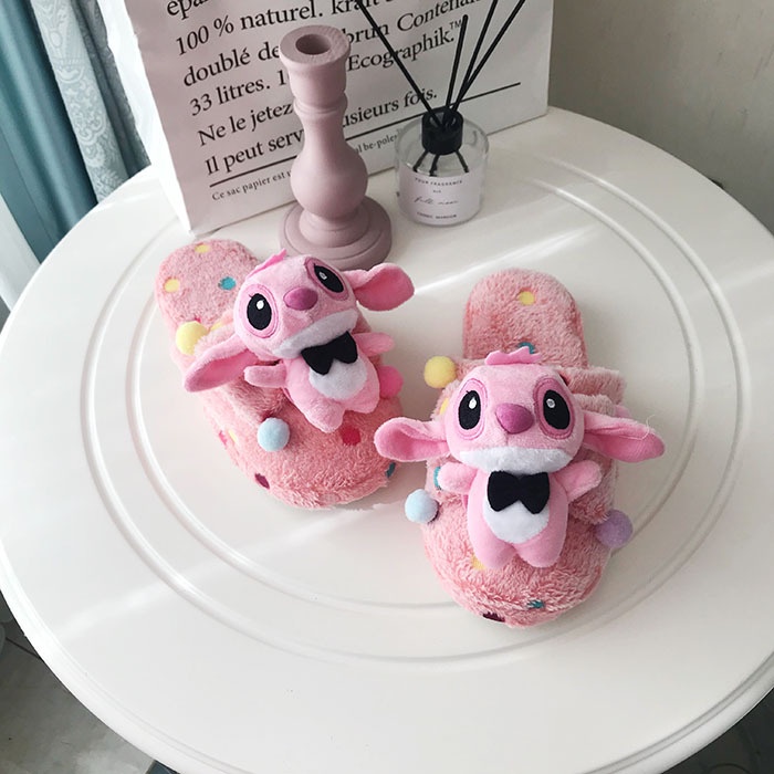 Dép bông vải lông đính chú Stitch nhồi bông đáng yêu dành cho mang trong nhà