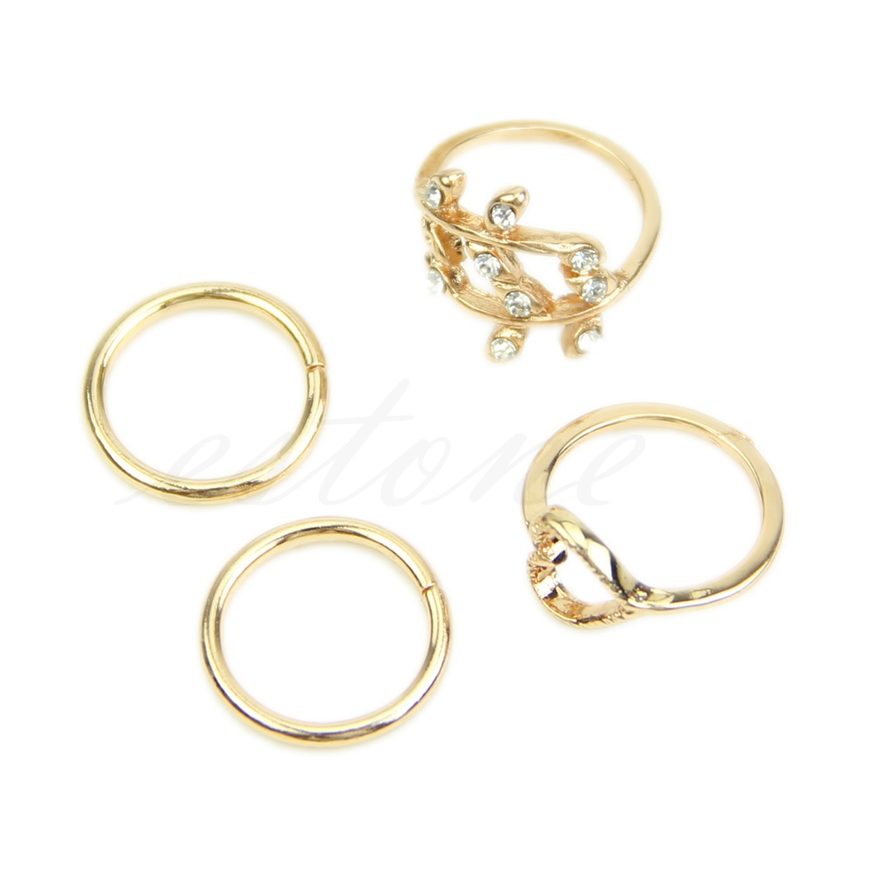 Set 4 Nhẫn Đeo Tay Kim Loại Vintage Cho Nữ