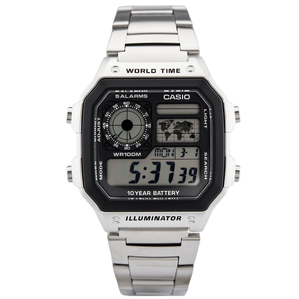 Đồng hồ nam dây kim loại Casio chính hãng AE-1200WHD-1AVDF (42mm)