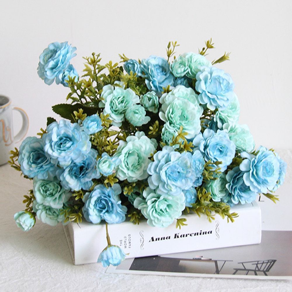 Bó hoa mẫu đơn giả bằng lụa nhiều màu trang trí nhà cửa/tiệc cưới DIY