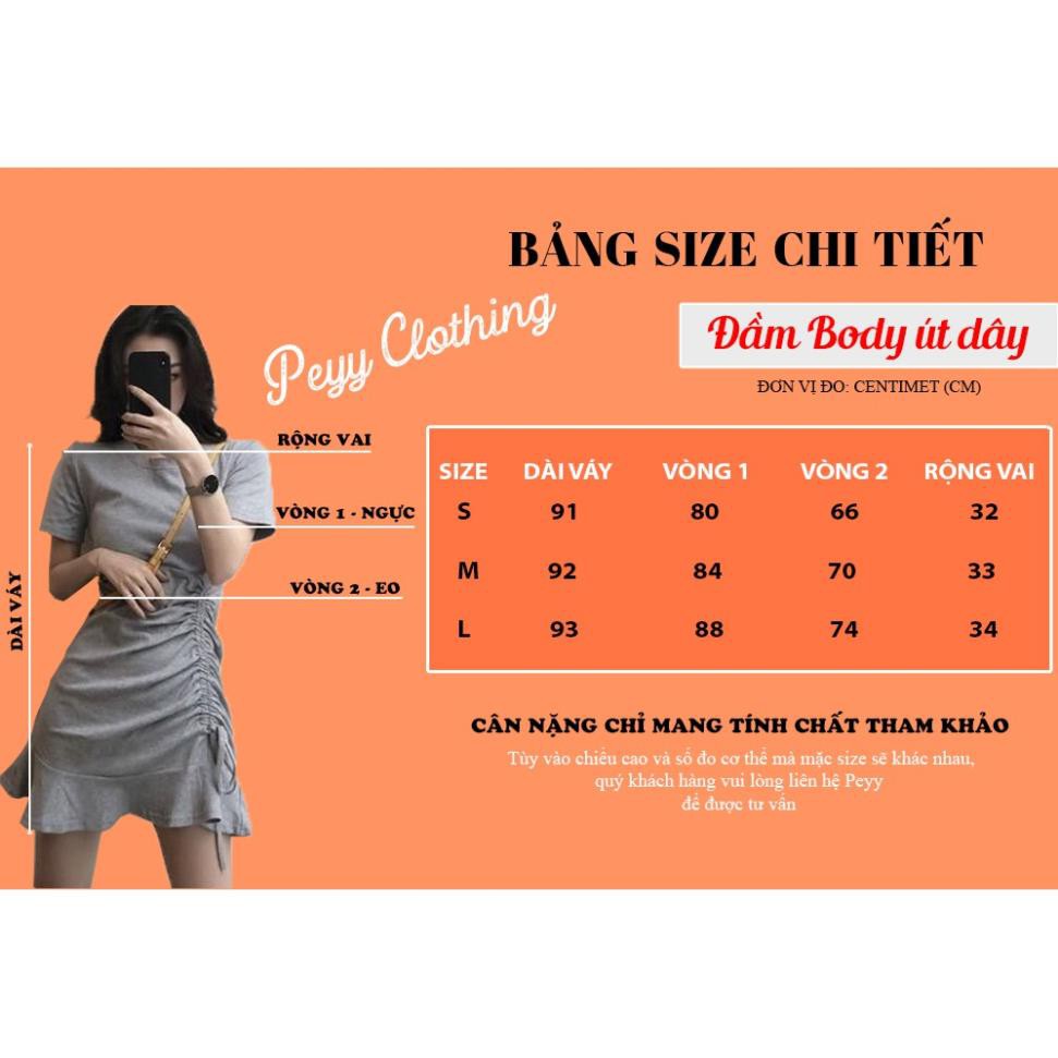 Đầm body rút dây chất thun kiểu tay ngắn đuôi cá ulzzang Hàn Quốc V15 - Peyy Clothing Đẹp ྇ ྇ tt