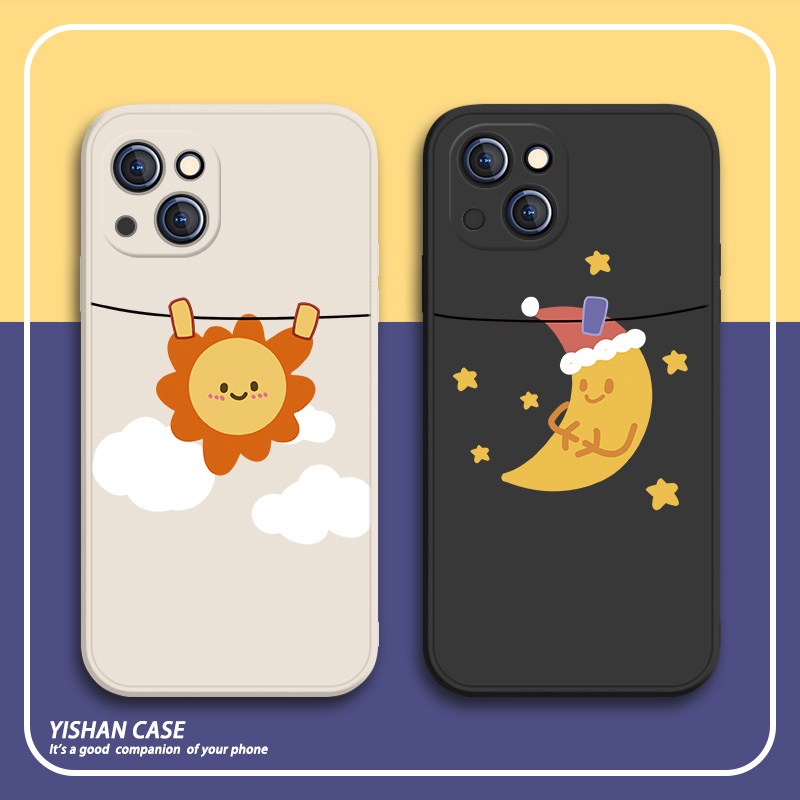 Ốp Điện Thoại Chống Sốc Họa Tiết Mặt Trăng / Mặt Trời Cho Iphone 13 Pro 11 Pro Max Xr 6s 7 8 Plus 12 Mini 14 Pro Xs Max