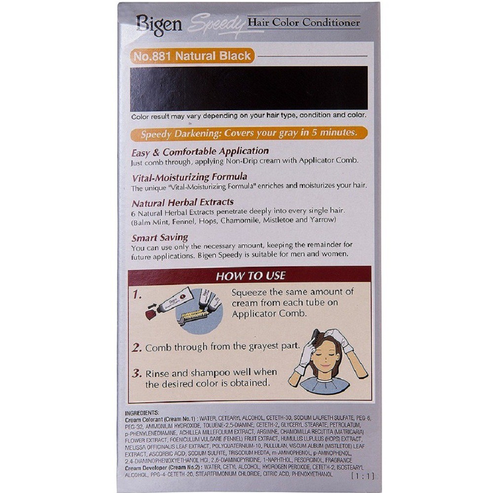 Thuốc Nhuộm Tóc Bigen 881 Đen tự nhiên (Natural Black) Speedy Hair Color Conditioner suu.shop cam kết 100% chính hãng | BigBuy360 - bigbuy360.vn