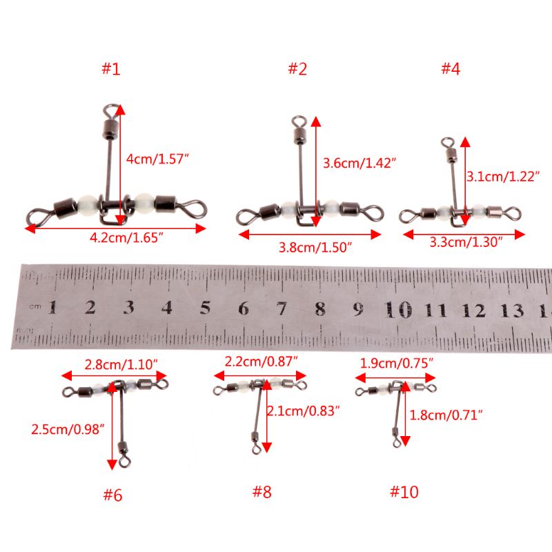 Set 5 Phụ Kiện Câu Cá Xoay 3 Chiều Hình Chữ T Màu Dạ Quang