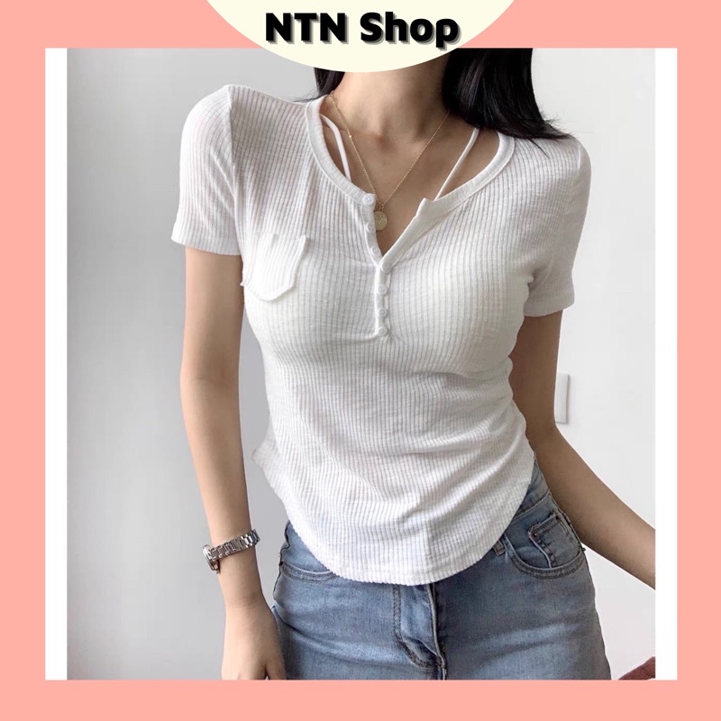 Vạt bầu Nút Thật có túi tay ngắn (ch).