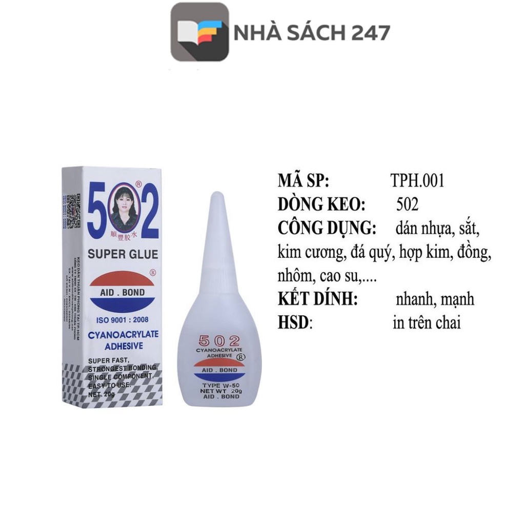 Keo Dán 502 đa năng Thuận Phong Độ kết dính cao Chịu được nhiệt độ cao Không bị vàng gỗ khi tiếp xúc lên bề mặt gỗ