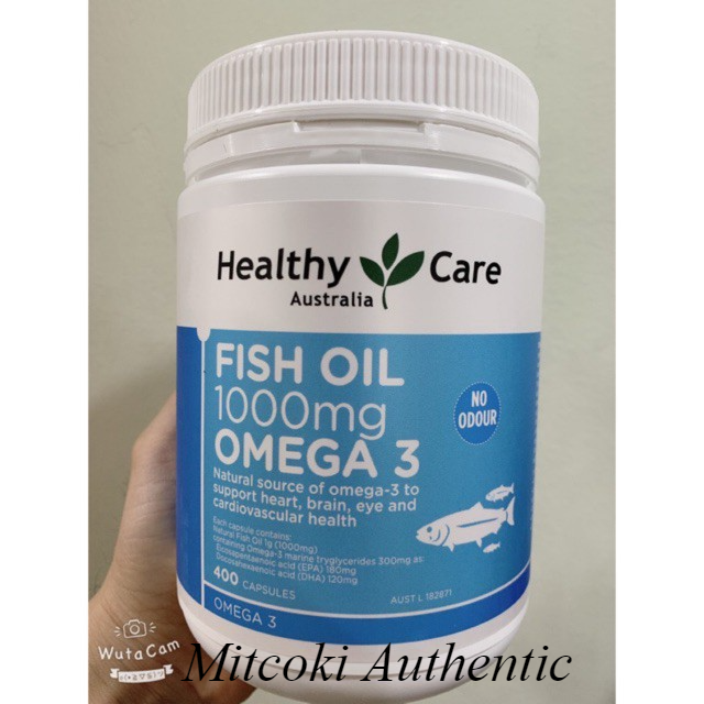 Viên uống Dầu cá tự nhiên Fish Oil Healthy Care Omega-3 1000mg 400 viên của Úc