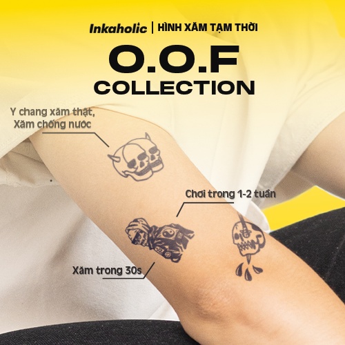 Hình xăm dán tạm thời Inkaholic 15 ngày, xăm trong 1 phút, chống nước.