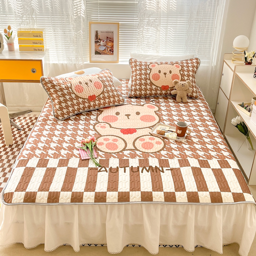 [Loại 1] Chiếu Điều Hoà Cao Su Non 5D Tencel Mát Lạnh,Thảm Trải Giường Mẫu Mới (tặng kèm 2 vỏ gối đầu)