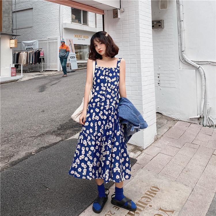 Đầm Hai Dây In Hoa Cúc Nhỏ Xinh Ngọt Ngào Thời Trang Mùa Hè 2022 Mới