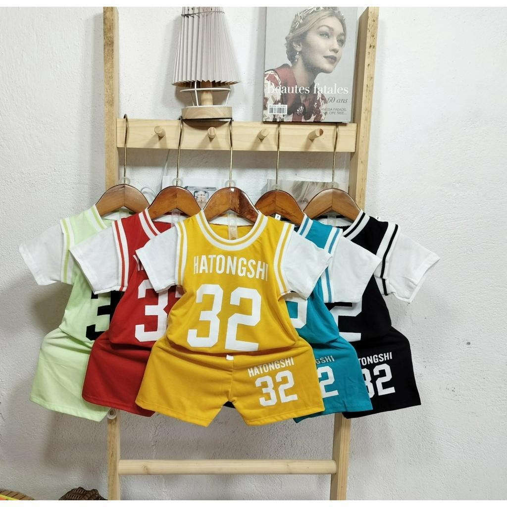 Bộ cộc tay thể thao, bo chun cổ và tay cho bé trai, bé gái, chất vải coton mềm mịn co dãn, thoáng mát