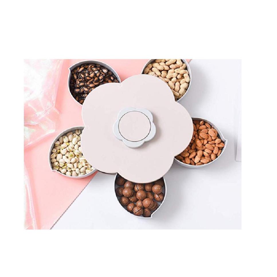 Khay đựng mứt tết đựng bánh kẹo Huy Tưởng, hộp đựng mứt ngày tết kiểu dáng hoa 6 cánh tự bung phiên bản 2022