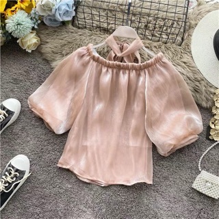 Áo voan kiểu choker cổ đẹp